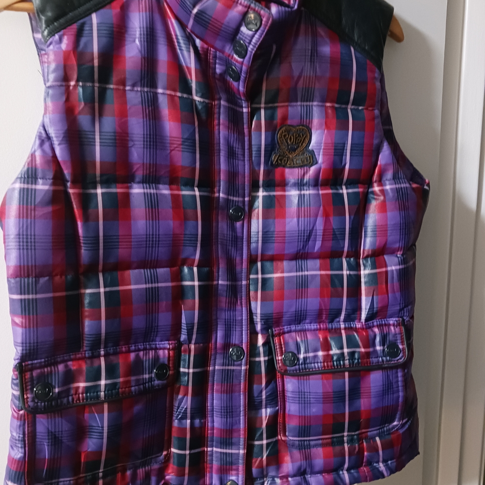 Coach Purple and Red Plaid Vest - Picture 2 of 5